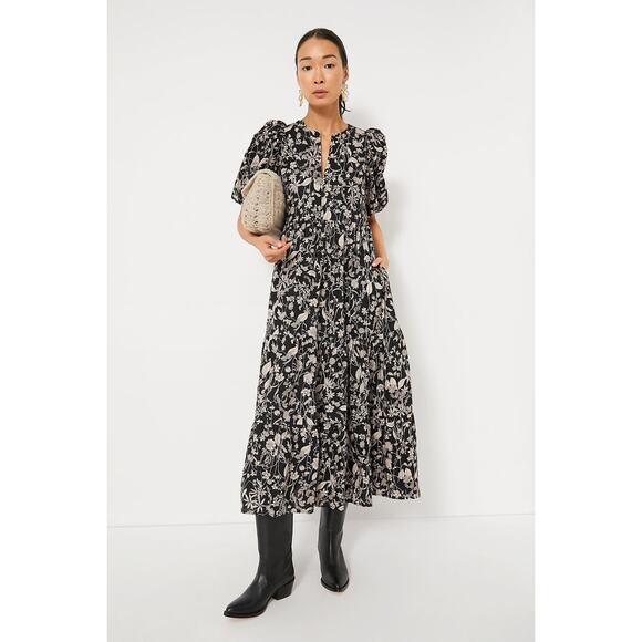 HYACINTH HOUSE Black & Tan Floral Cisco Maxi Dress Size M NWT - Picture 4 of 8